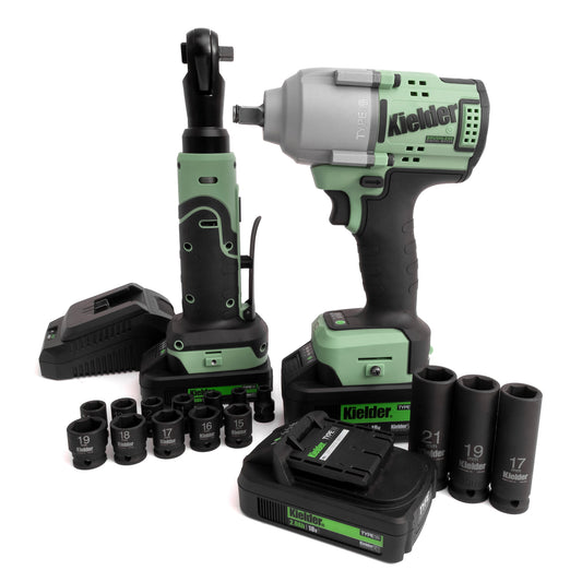 3 Battery Bundle Box (Mid Torque Impact Wrench & Compact Ratchet)