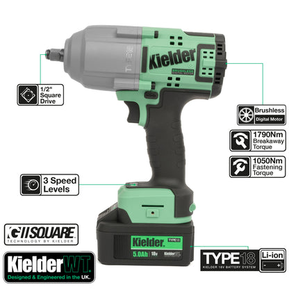 TYPE18 18v 1/2" High Torque Impact Wrench (Kit)